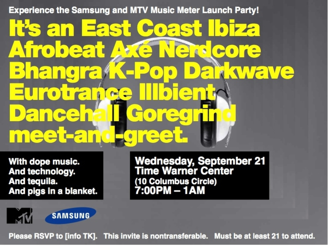 SAMSUNG & MTV MUSIC METER PARTY EVITE